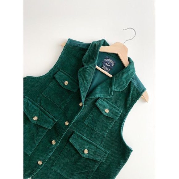 Vintage Emerald Green Corduroy Vest, 90’s, Preppy - Picture 4 of 7